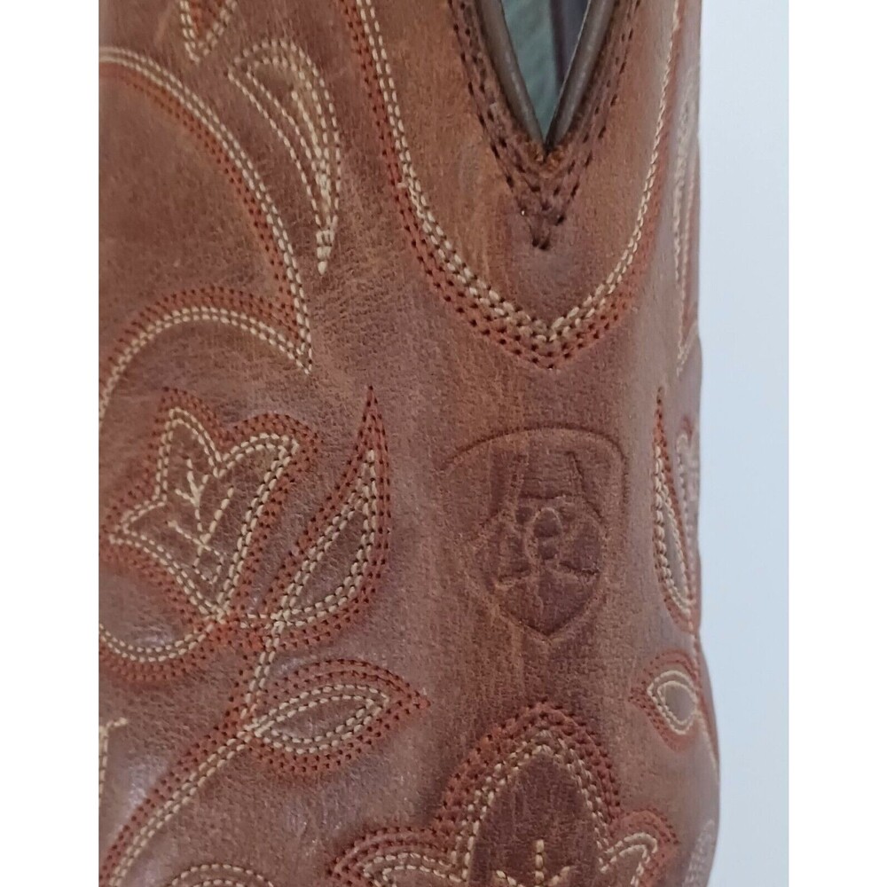 Ariat Heritage Brown Leather Western Cowgirl Boot Embroidered Shaft Sz 6C - Picture 4 of 10